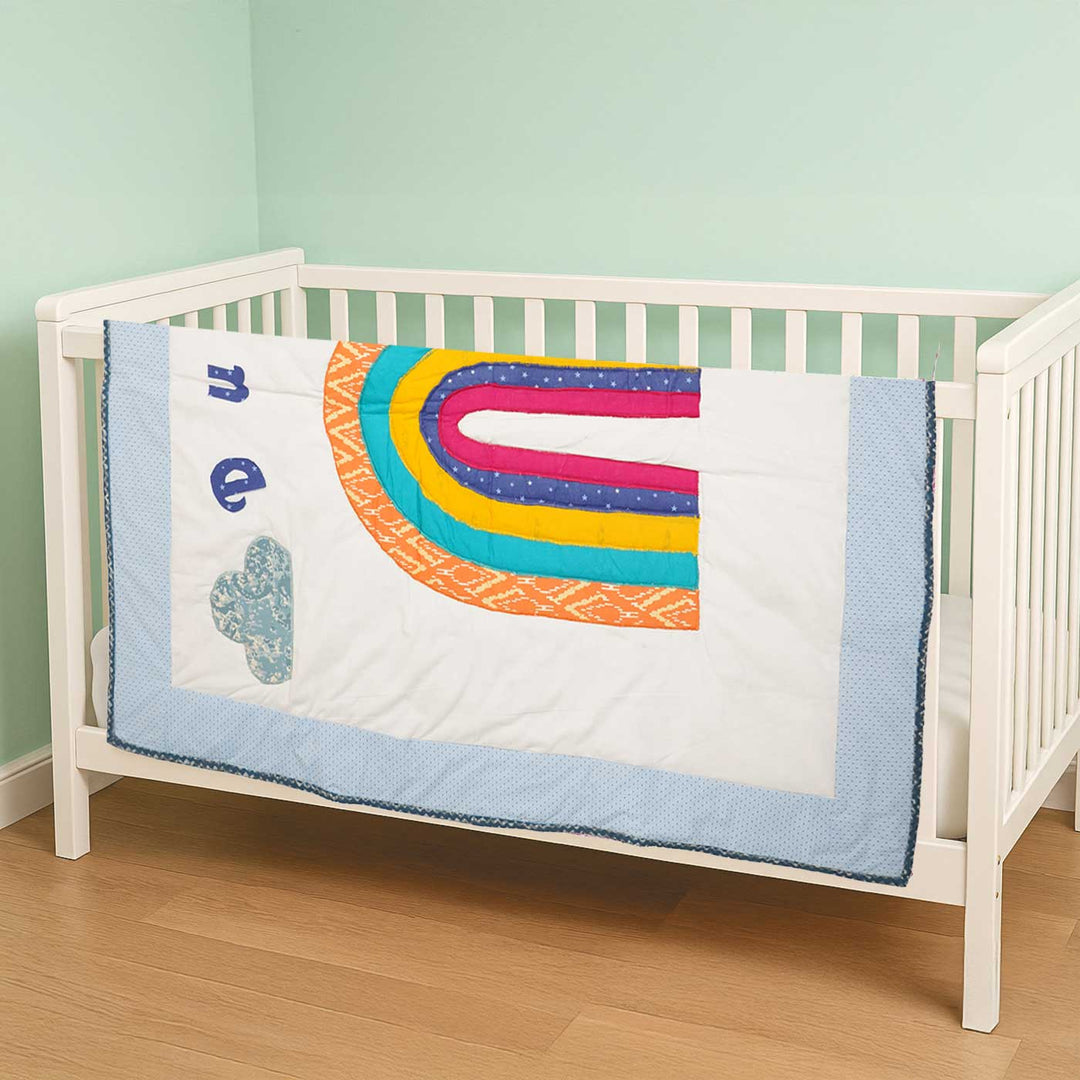 Personalized Rainbow Theme Cotton Quilt For Kids