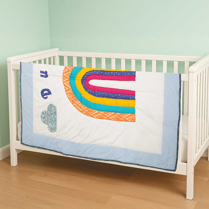 Personalized Rainbow Theme Cotton Quilt For Kids