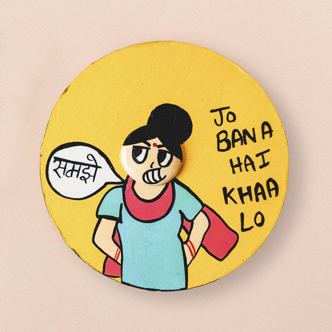 Handcrafted MDF & Clay Aunty Fridge Magnet