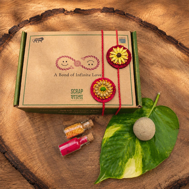 Plantable Akkad-Bakkad Seed Rakhi Pair Set With Roli-Chawal & Seed Ball For Brother | Set of 2