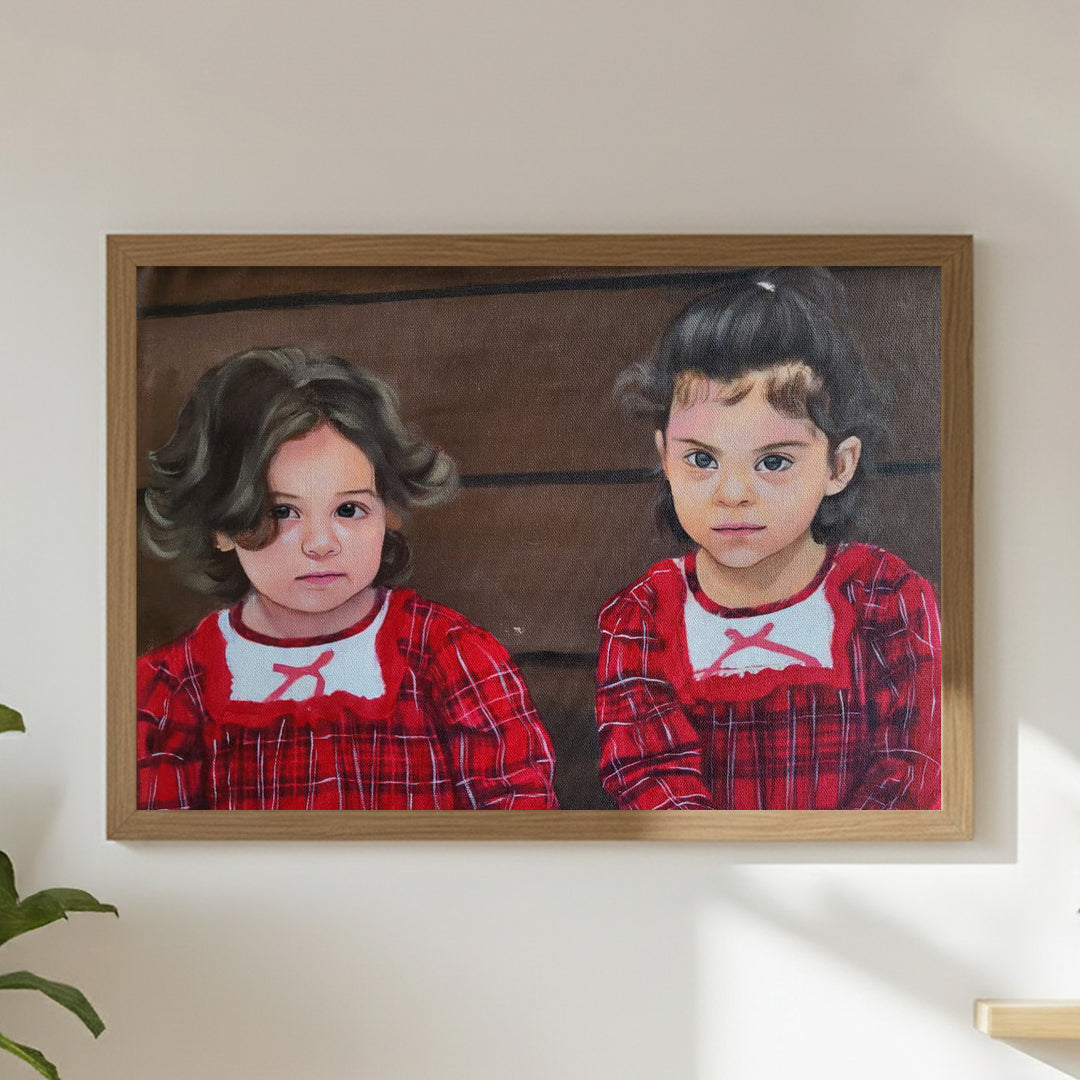 Photo Personalized Hand Painted Portrait With Premium Wooden Frame