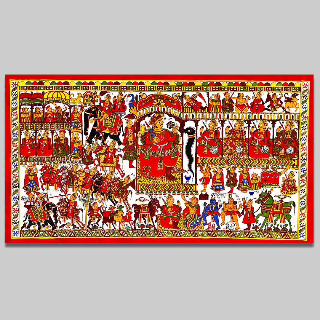 35 X 64 Inch | Story of Devnarayan ji Paper Phad Painting