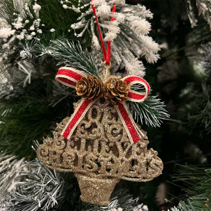 Handmade Love, Noel, Peace Glitter Wooden Ornaments For Christmas Tree Decoration