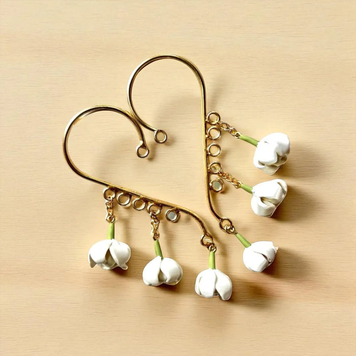 Handmade Polymer Clay Mogra Flowers Earcuff