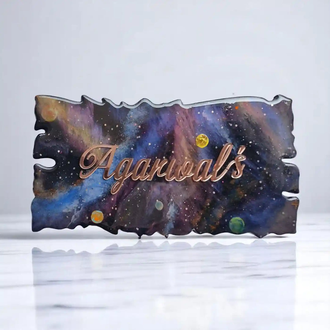 Personalized Black Galaxy Theme Resin Name Plate