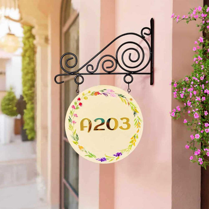 Personalized Double Sided Floral Wood & Metal Name Plate