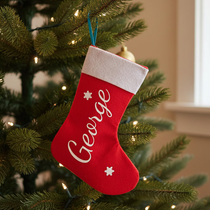 Personalized Red Felt Stocking For Christmas Decoration