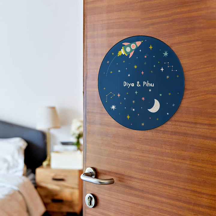 Personalized Twinkling Stars Theme Acrylic Kids Name Plate