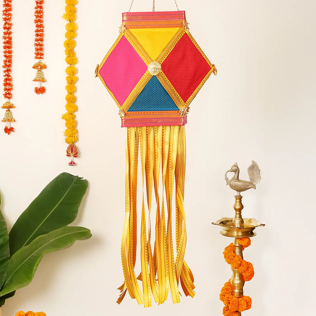 Handmade Decorative Bahurangi Premium Khun Fabric Akash Kandil/Lantern