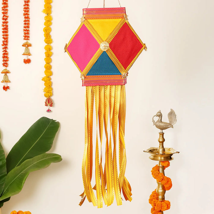 Handmade Decorative Bahurangi Premium Khun Fabric Akash Kandil/Lantern
