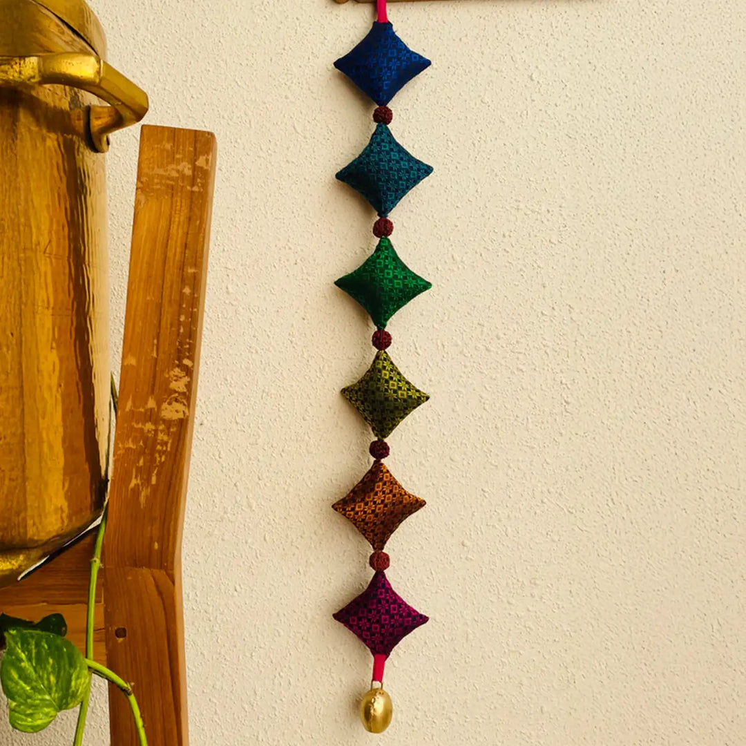 33 Inch Handmade Kite Design Khunn Fabric Cotton Hanging With Rudraksh Beads