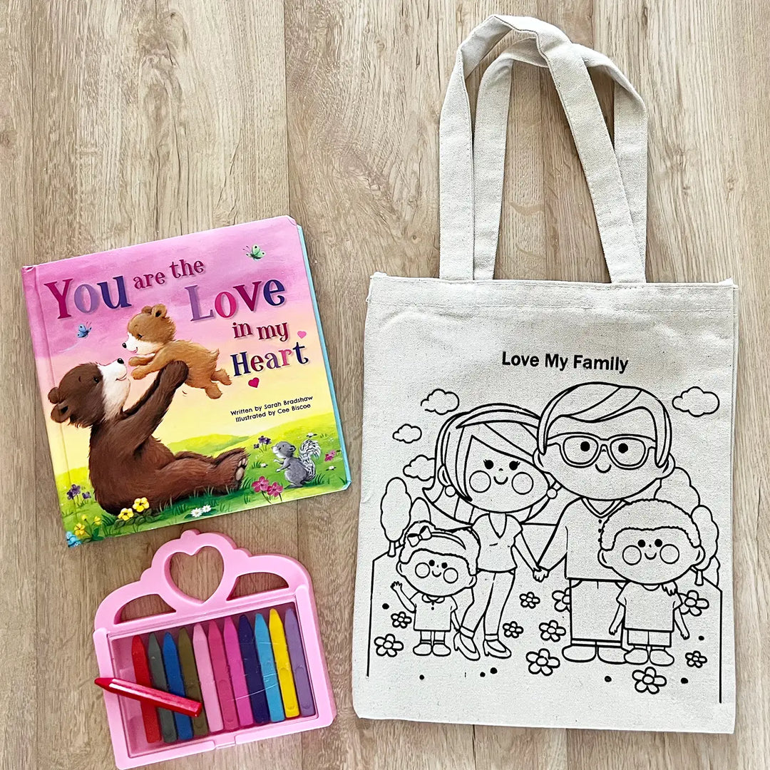 DIY Colour It Yourself Love My Family Cotton Kids Tote Bag