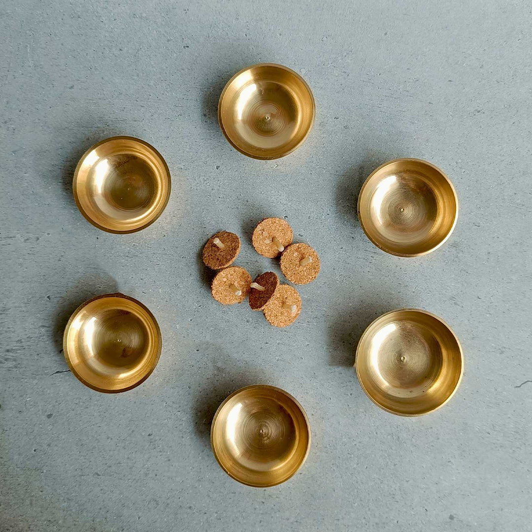 6 Pc | Jyot Design Brass Diyas