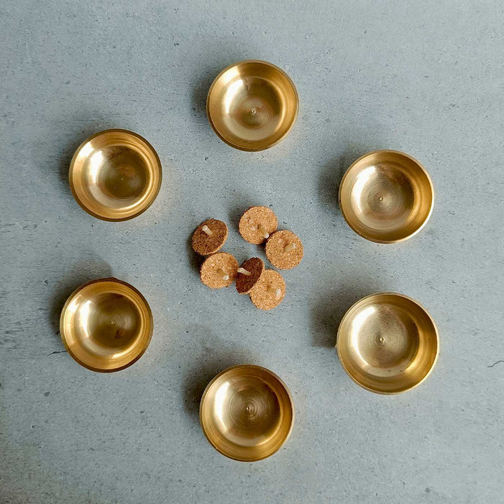 6 Pc | Jyot Design Brass Diyas