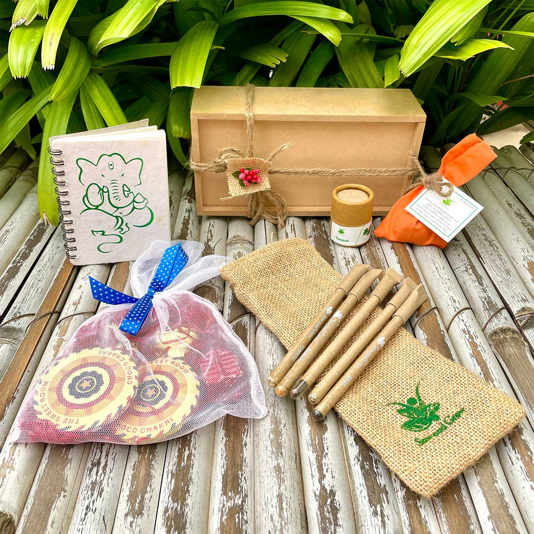 Handmade Diwali Wooden Box Gift Hamper | Set of 9