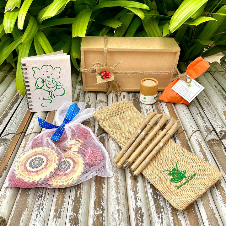 Handmade Diwali Wooden Box Gift Hamper | Set of 9