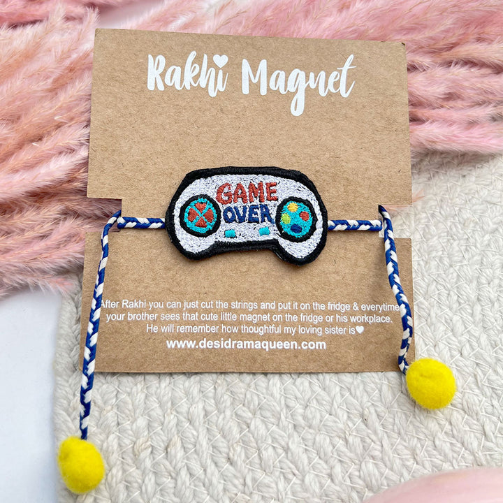 Handmade Reusable Game Over Pom Pom Felt Rakhi For Brother - Product Packaging Display