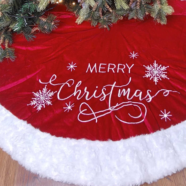Personalized Handmade Elegant Velvet Fur Tree Skirt | 48 Inches