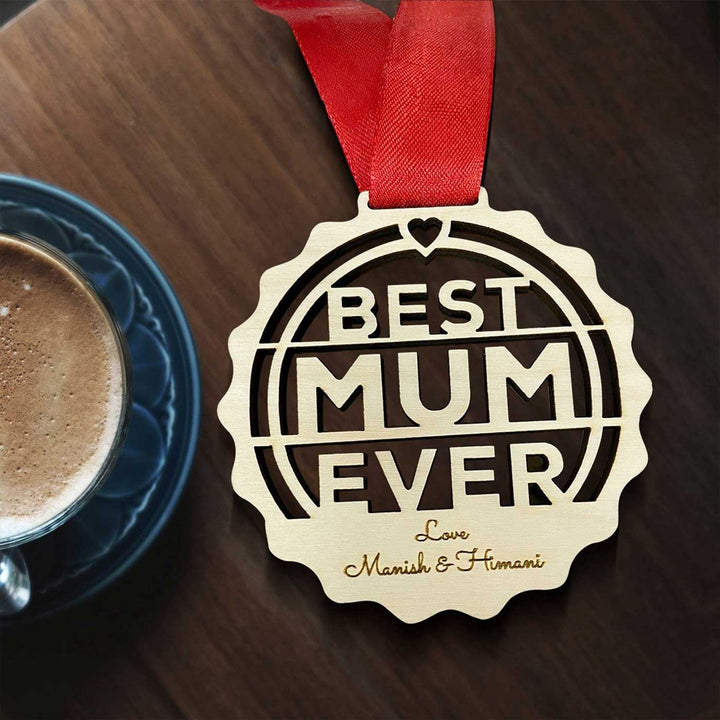 Photo Personalized Printed Best Mum Ever Wooden Medal