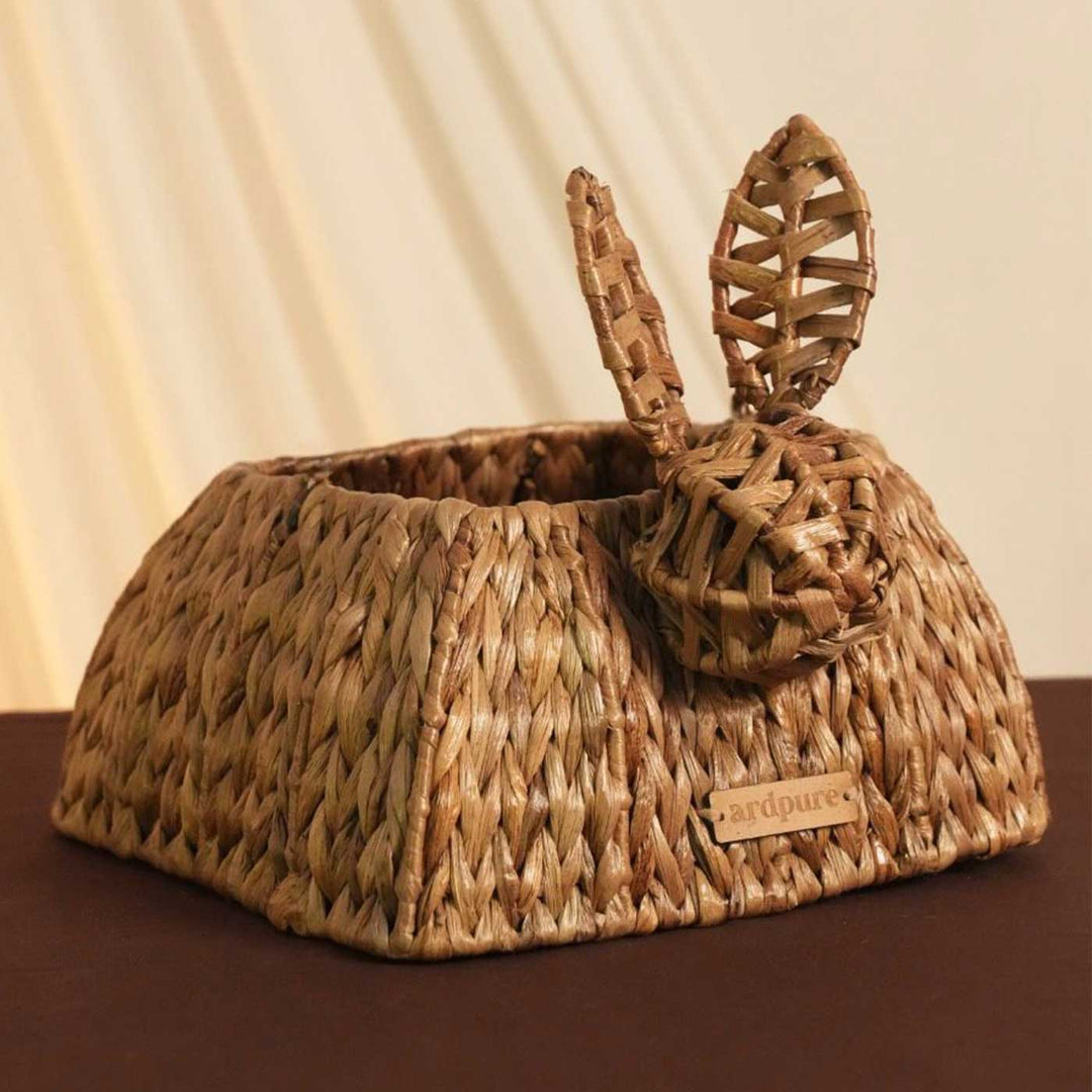 Handmade Water Hyacinth Bunny Rabbit Basket