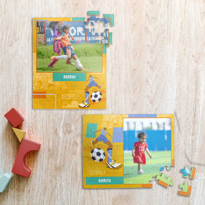 Photo Personalized Football Goals Girl Theme Acrylic Puzzle