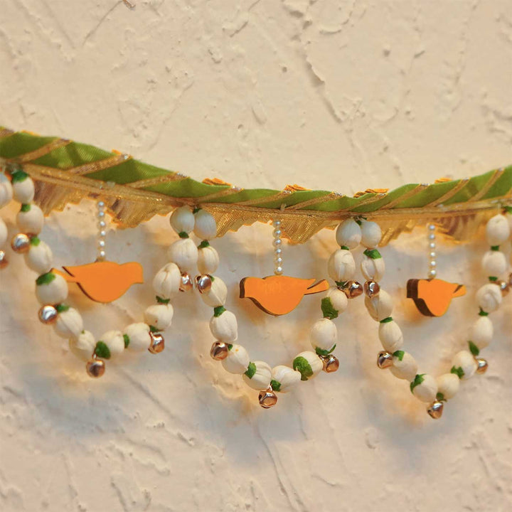 Handmade Chidiya Bird Toran With MDF Cut-Outs, Shola Buds & Lace