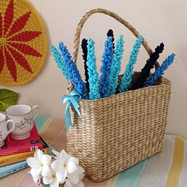 Handmade Crochet Lavender Echo Theme Flower Bouquet WIth Lights