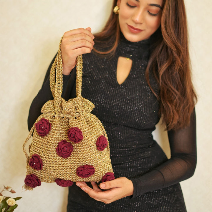 Handmade Crochet Twilight Rosette Potli