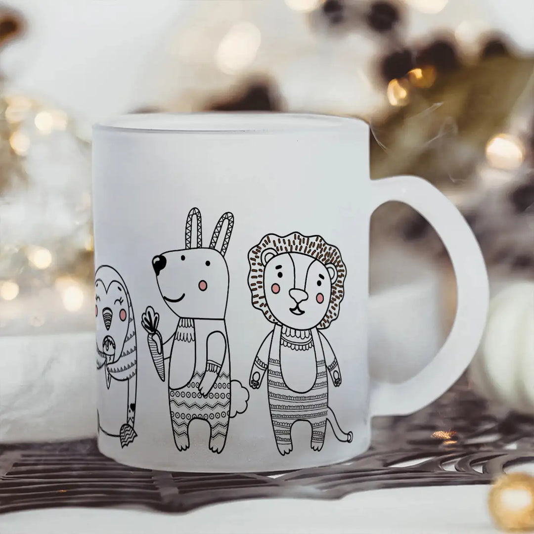 Printed Animal Theme Glass Mug | 350 ML