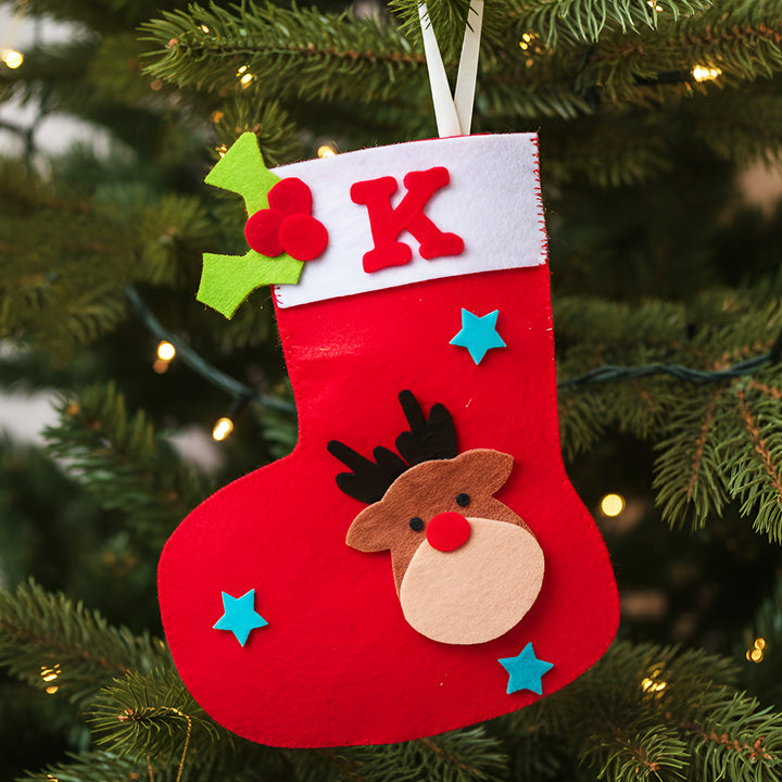 Personalized Reindeer Theme Felt Stocking For Christmas Decoration