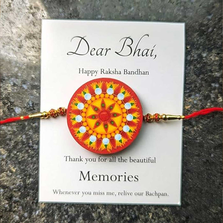 Photo Personalized Printed Unique Pop Up Acrylic Rakhi - Front View with Text Background