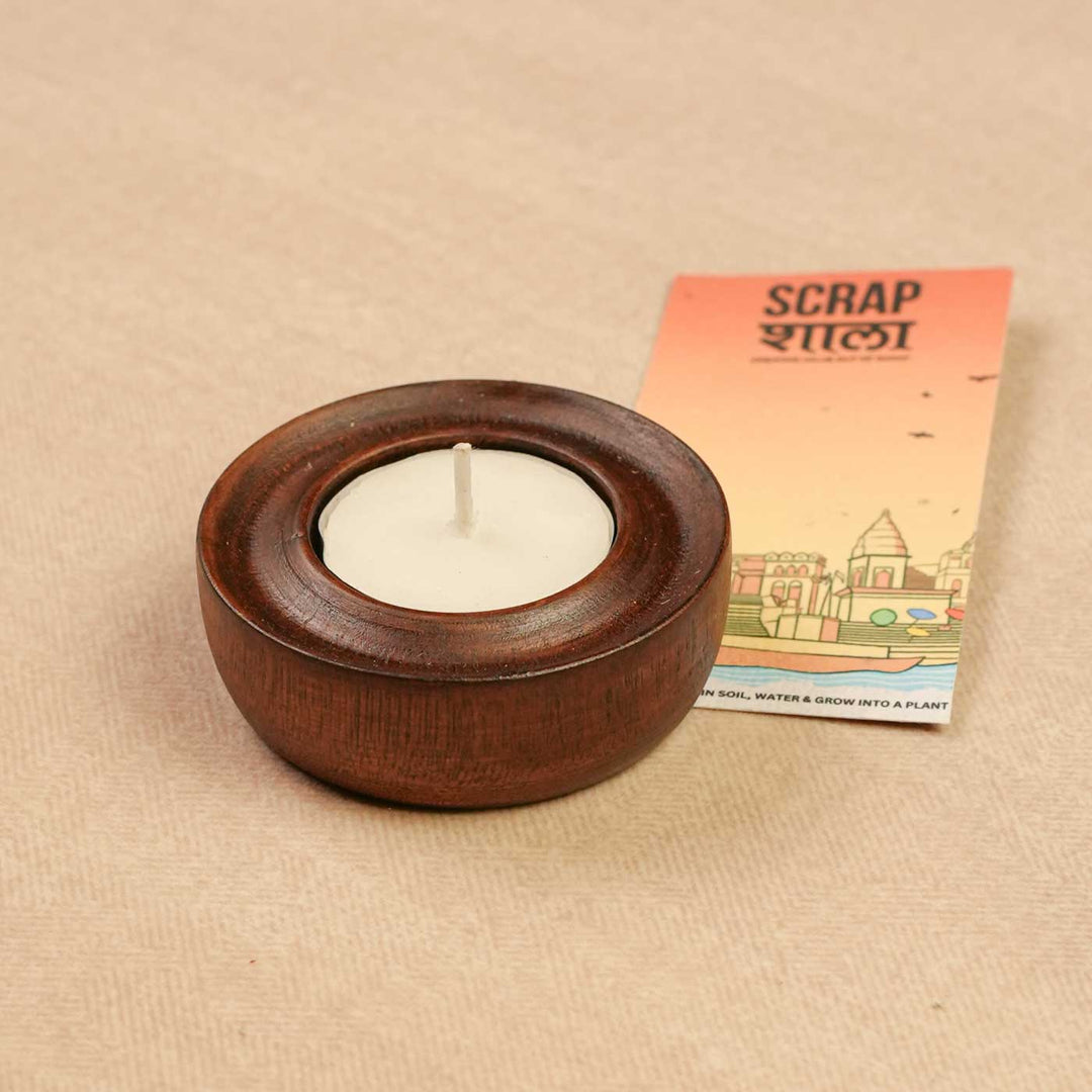 Handmade Radiance Ring Hamper | Includes Radiance Ring Wooden T-Light Holder, Seed Card And Outer Box
