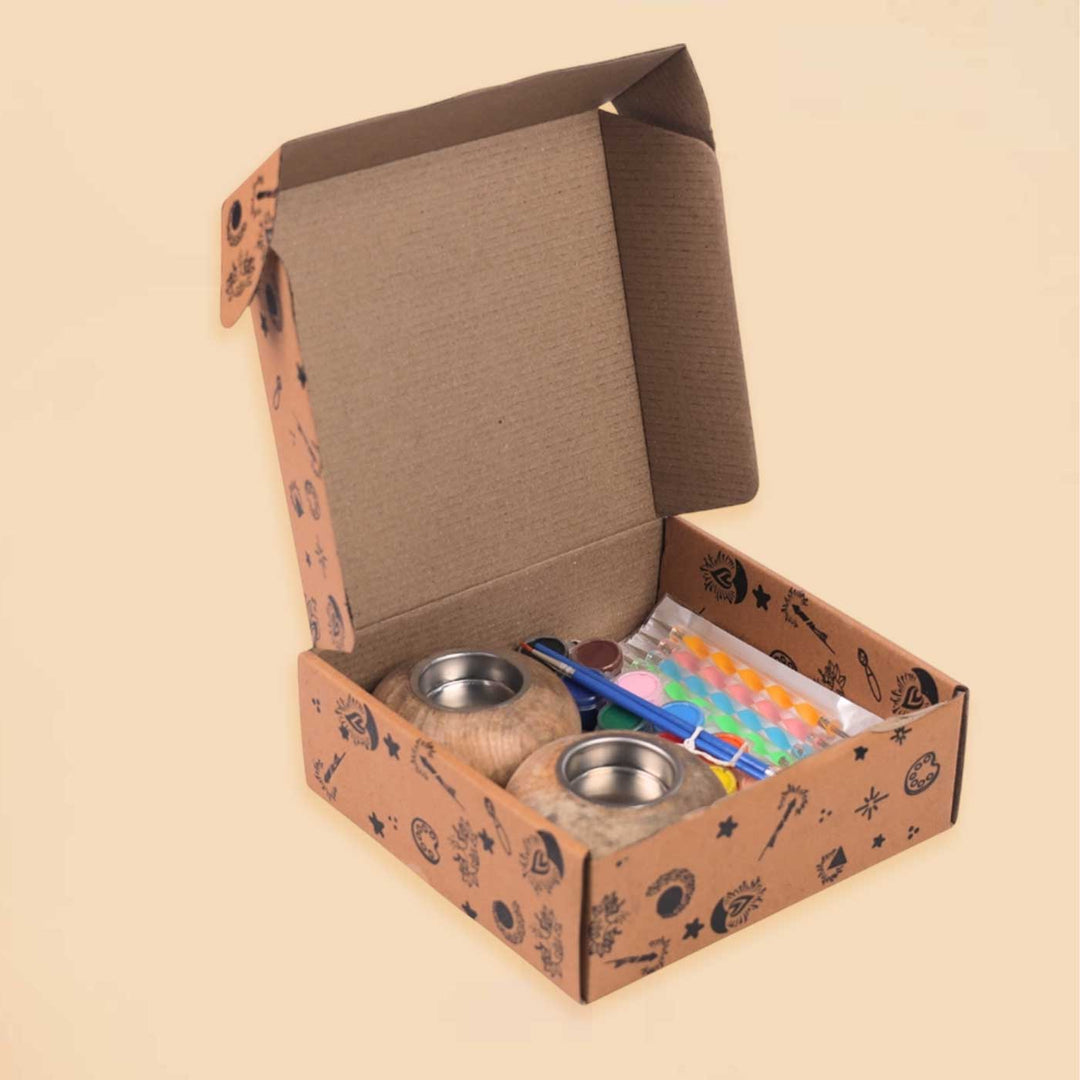 Pre Marked Wooden Tea Light Holder Painting MDF Wood DIY Kit