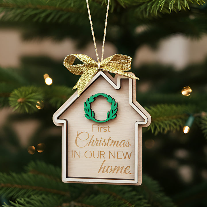 Handmade “First Christmas in Our New Home” MDF Wood Ornament For Tree Decoration