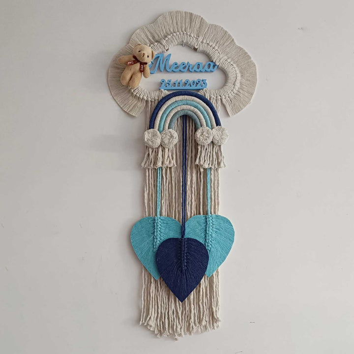 Personalized Macrame Kids Teddy Name Plate