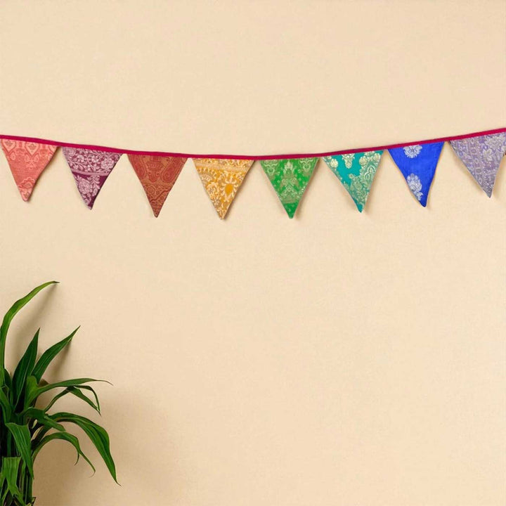 Handmade Multicolor Silk Upcycled Fabric Bunting