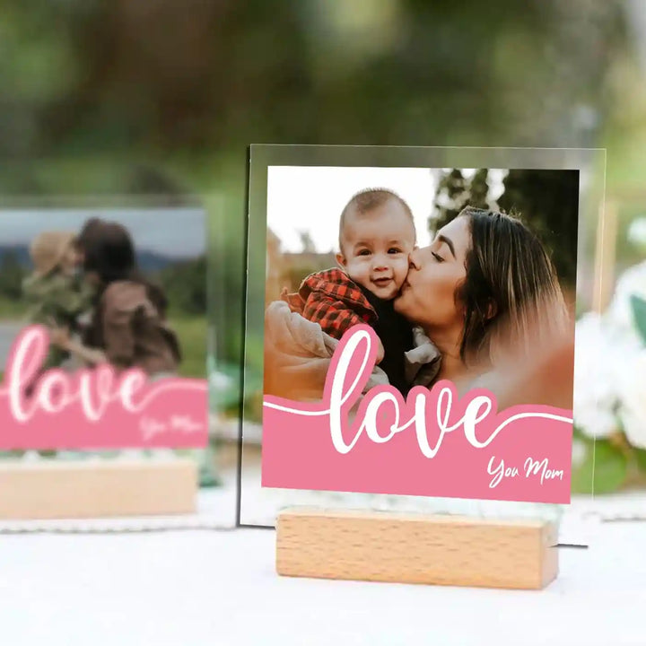 Personalized Love You Mom Theme Wooden Photo Frame