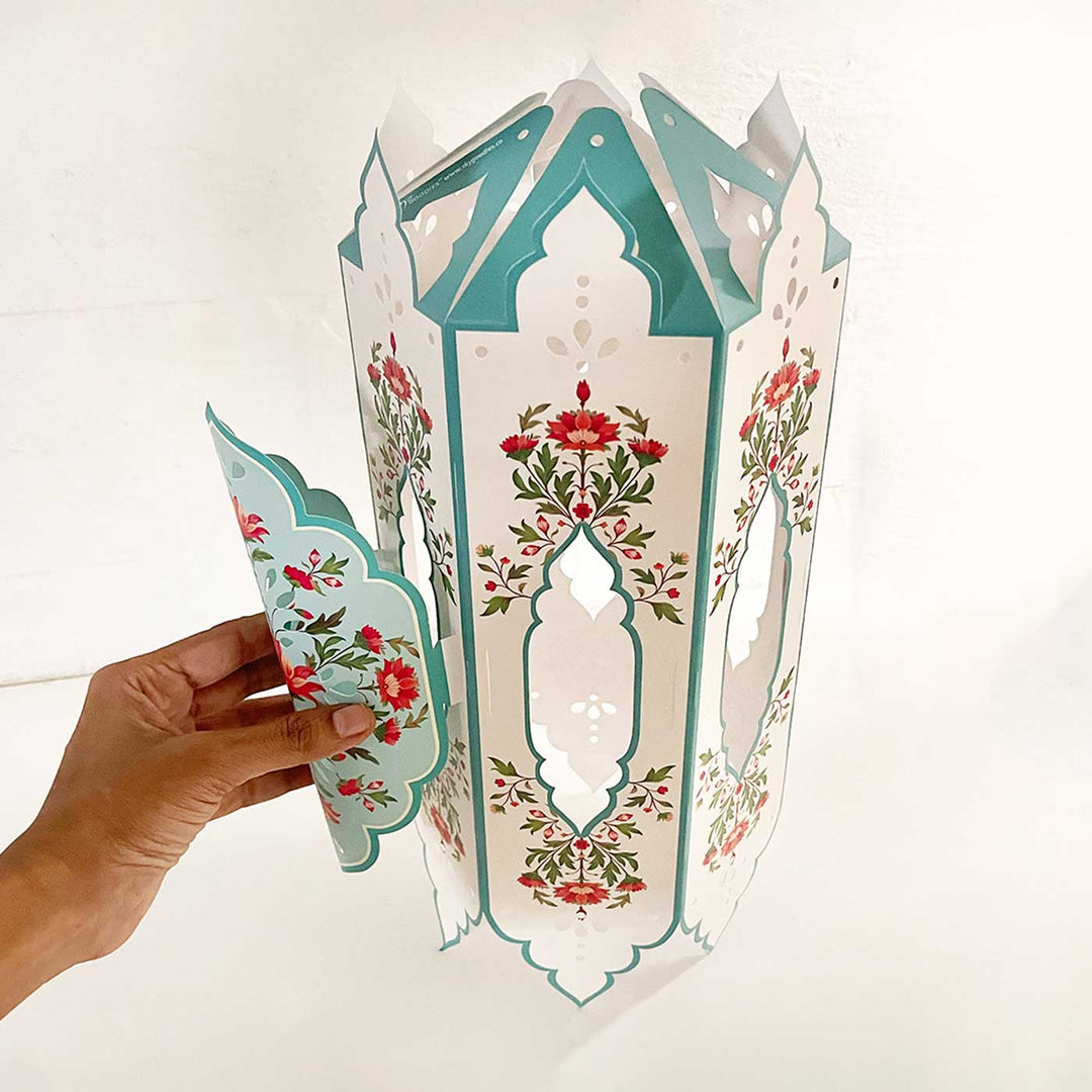 Handmade Big Elegant Kandil DIY Blue Paper Lampshade