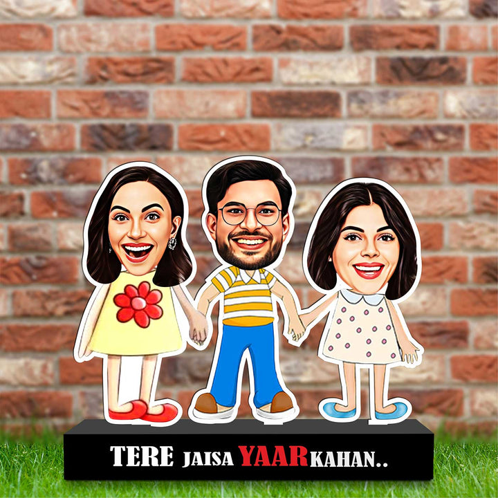 Photo Personalized Printed Siblings Theme Acrylic Caricature Cutout With Stand
