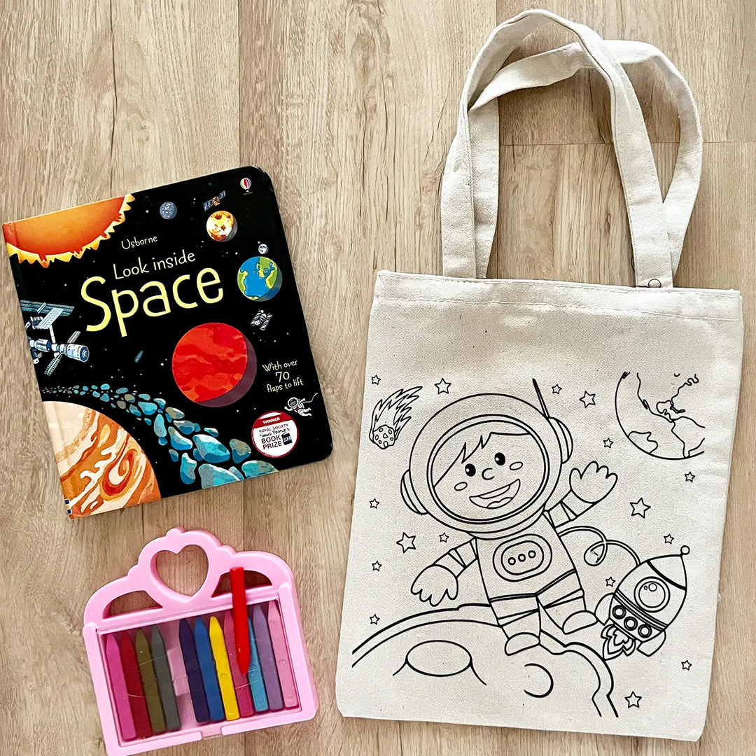 DIY Colour It Yourself Space Exploarer Cotton Kids Tote Bag