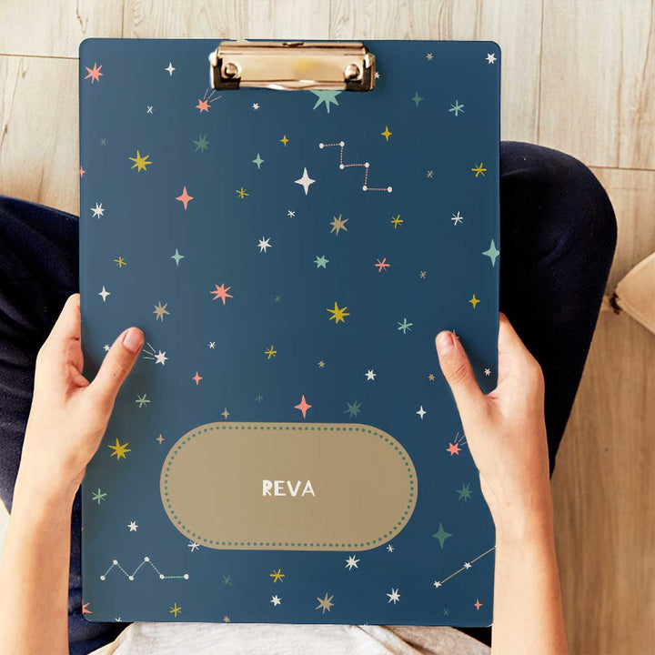 Personalized Twinkling Stars Theme Acrylic Clipboard