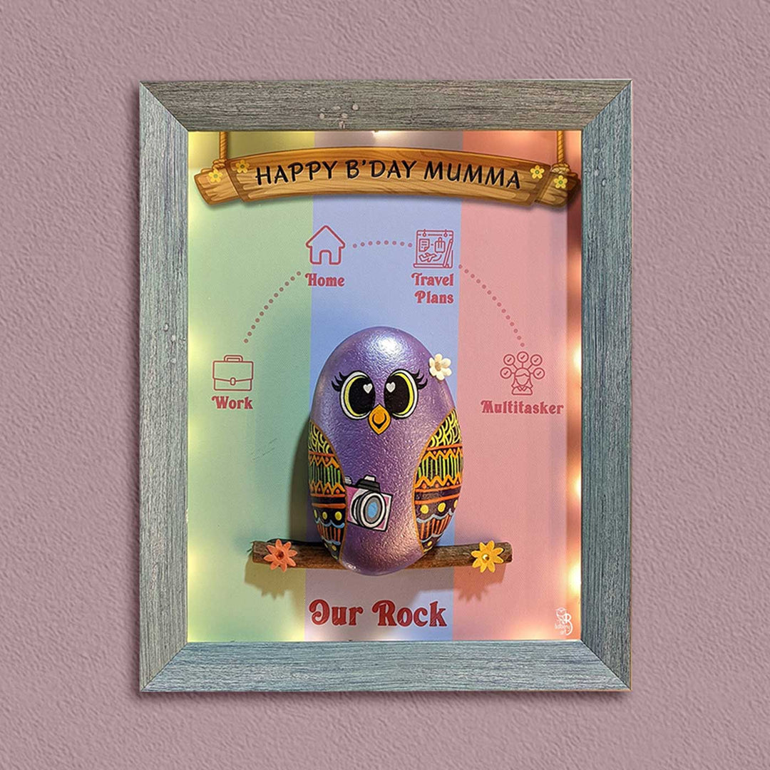 Personalized Hand-Painted Pebble Art Single Owl Wooden Decorative Plaque
