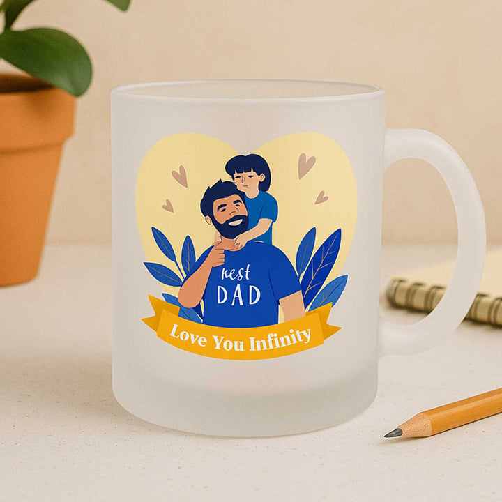 Printed Dad And Son Theme Glass Mug