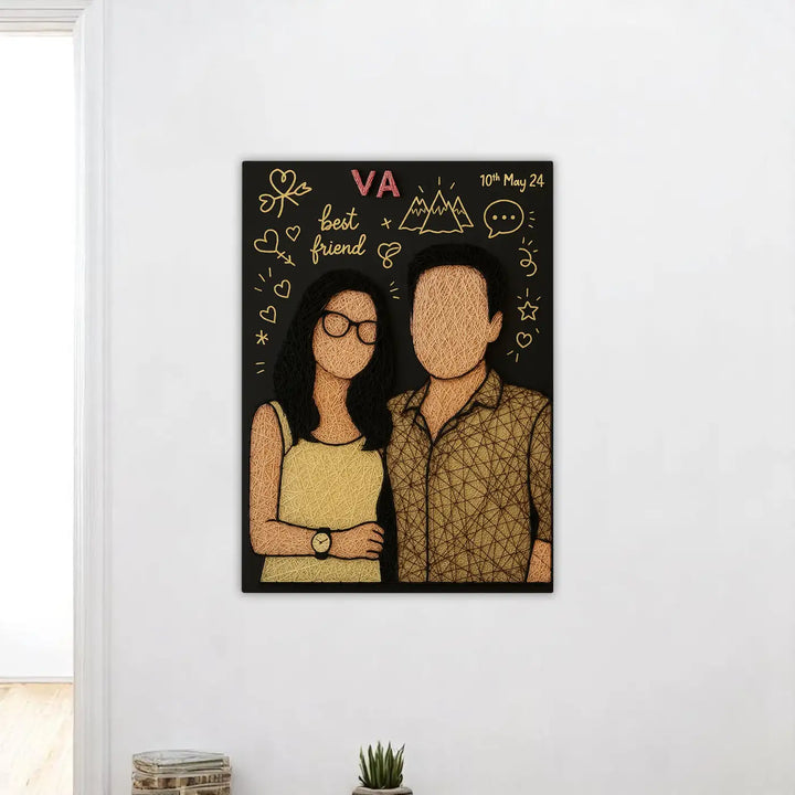 Photo Personalized Handmade String Art Besties Theme Mdf Wood Decorative Plaque