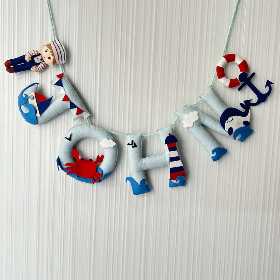 Personalized Nautical Felt Bunting Garland For Kids - Hanging Name Banner Display