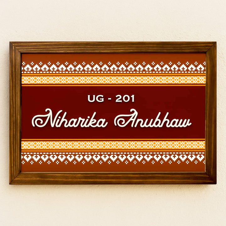 Personalized Terra Pattern Printed Wooden & Acrylic Name Plate with 3D Letters