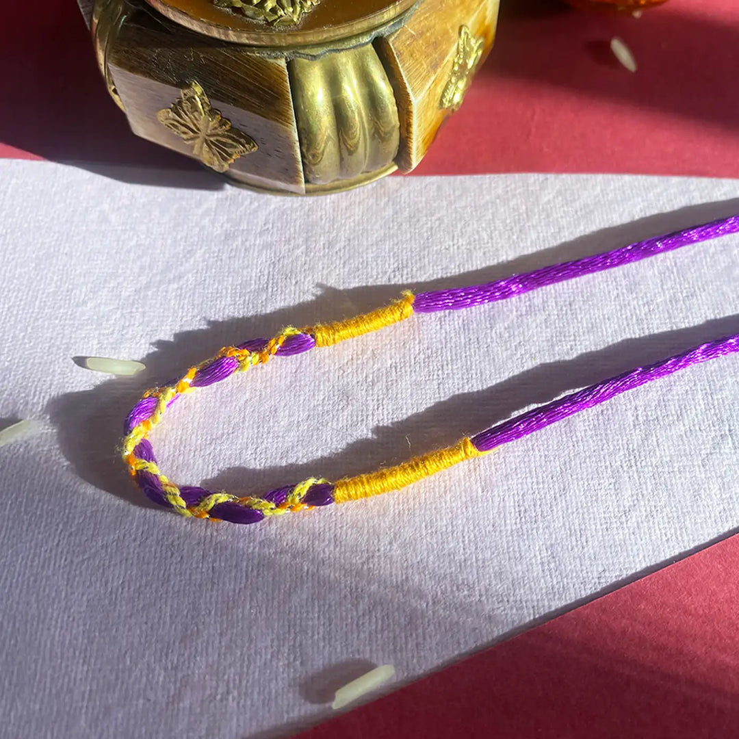 Handmade Ecofriendly Braided Multicolour Rakhi With Roli Chawal