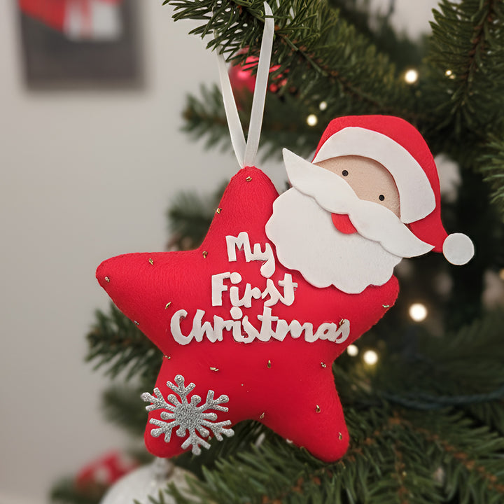 Handmade "My First Christmas" Star & Santa Ornament For Tree Decoration