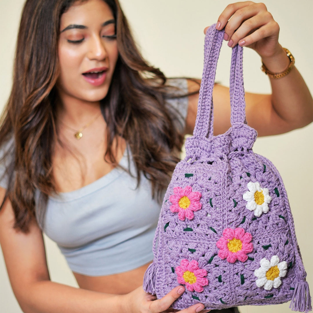 Handmade Crochet Lavender Meadow Potli