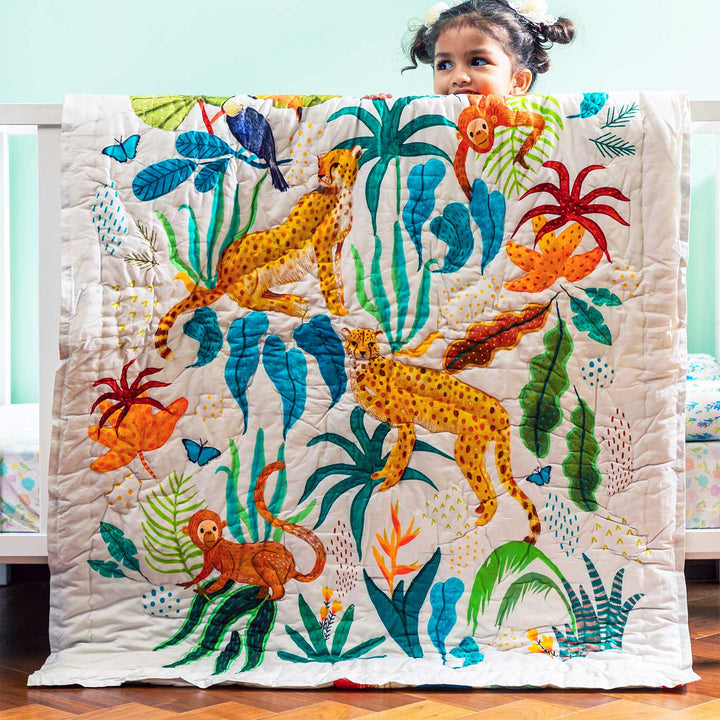Personalized The Forest Is My Playground Baby Theme Cotton Quilt For Kids
